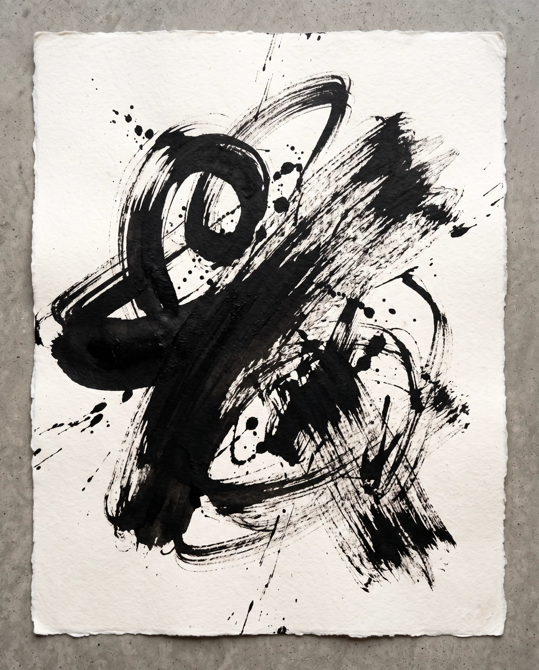 Gesto nº 12 — pintura gestual monocromática em tinta